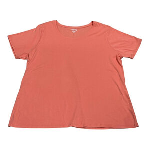 mySTYLE Shirt Womens 3X Coral Pink Fitted Tee Casual Short Sleeve Plus Size Top